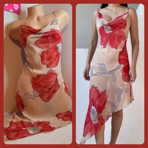 Rare VTG Victoria's Secret 100% Silk Asymmetrical Cowl Midi Slip Dress M